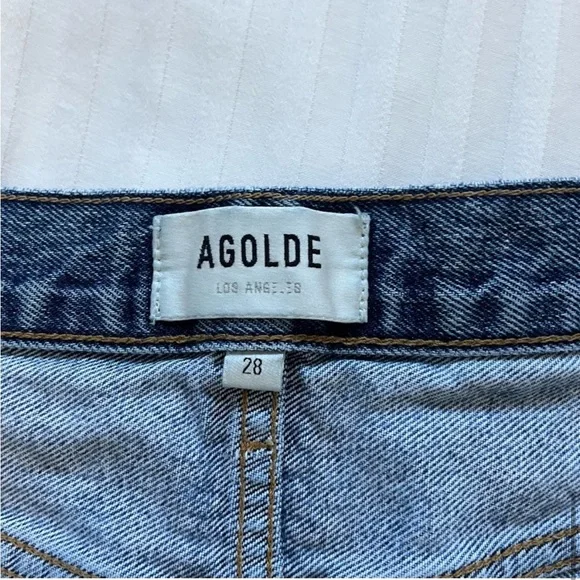 Agolde Lana Distressed Straight-Leg Jeans Backdrop Blue size 28 - Picture 12 of 16